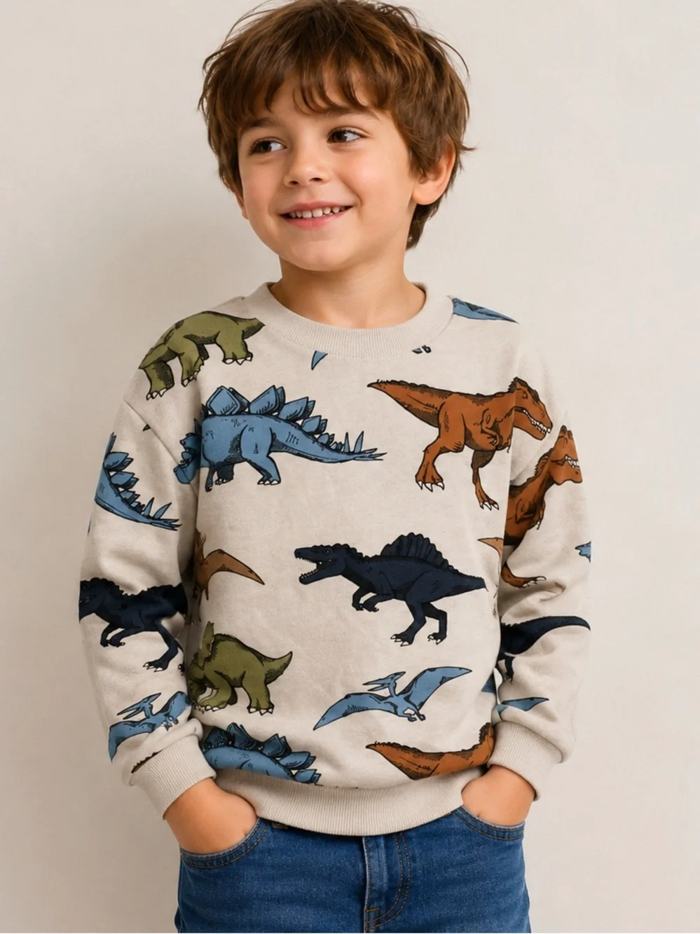 H&M Kids Dinosaur Print Sweatshirt 6X/7 Crewneck Pullover